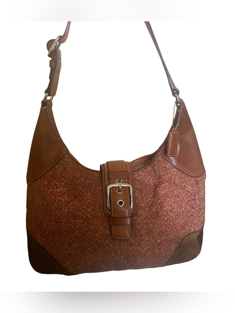 RARE vintage y2k era Coach Hamptons Herringbone Tweed Hobo Bag (Style F11214)